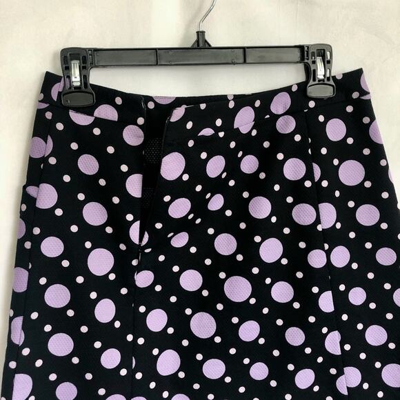 INC Cotton Blend Black Skirt with Lilac Polka Dots Size 2 - Picture 4 of 6